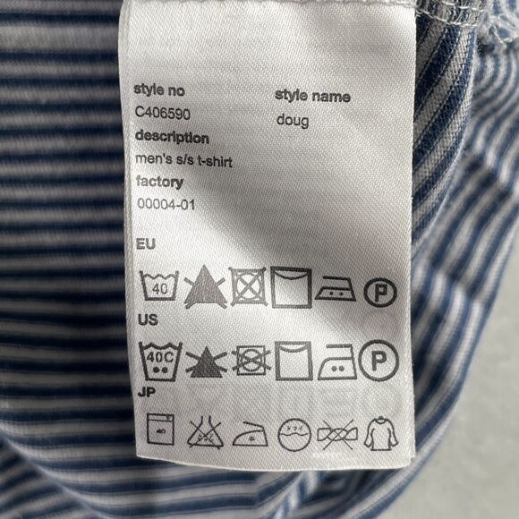 WeSC Shirt Mens X-Large Blue White Striped Doug Pocket Crewneck Tee Short Sleeve - Picture 8 of 8